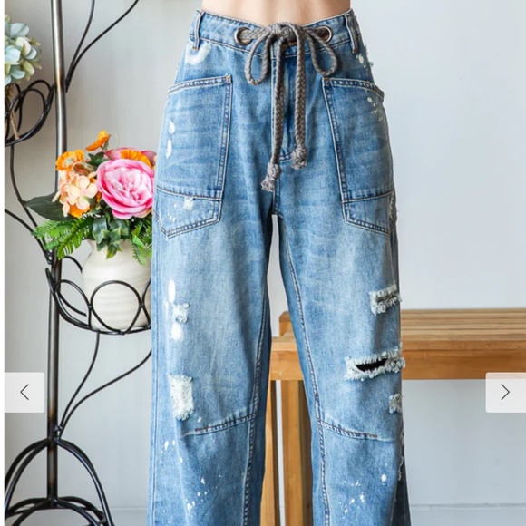 Oli and Hali “ Lonestar” Oli & Hali Distressed Jeans with Cord Drawstring 8 - Picture 5 of 9